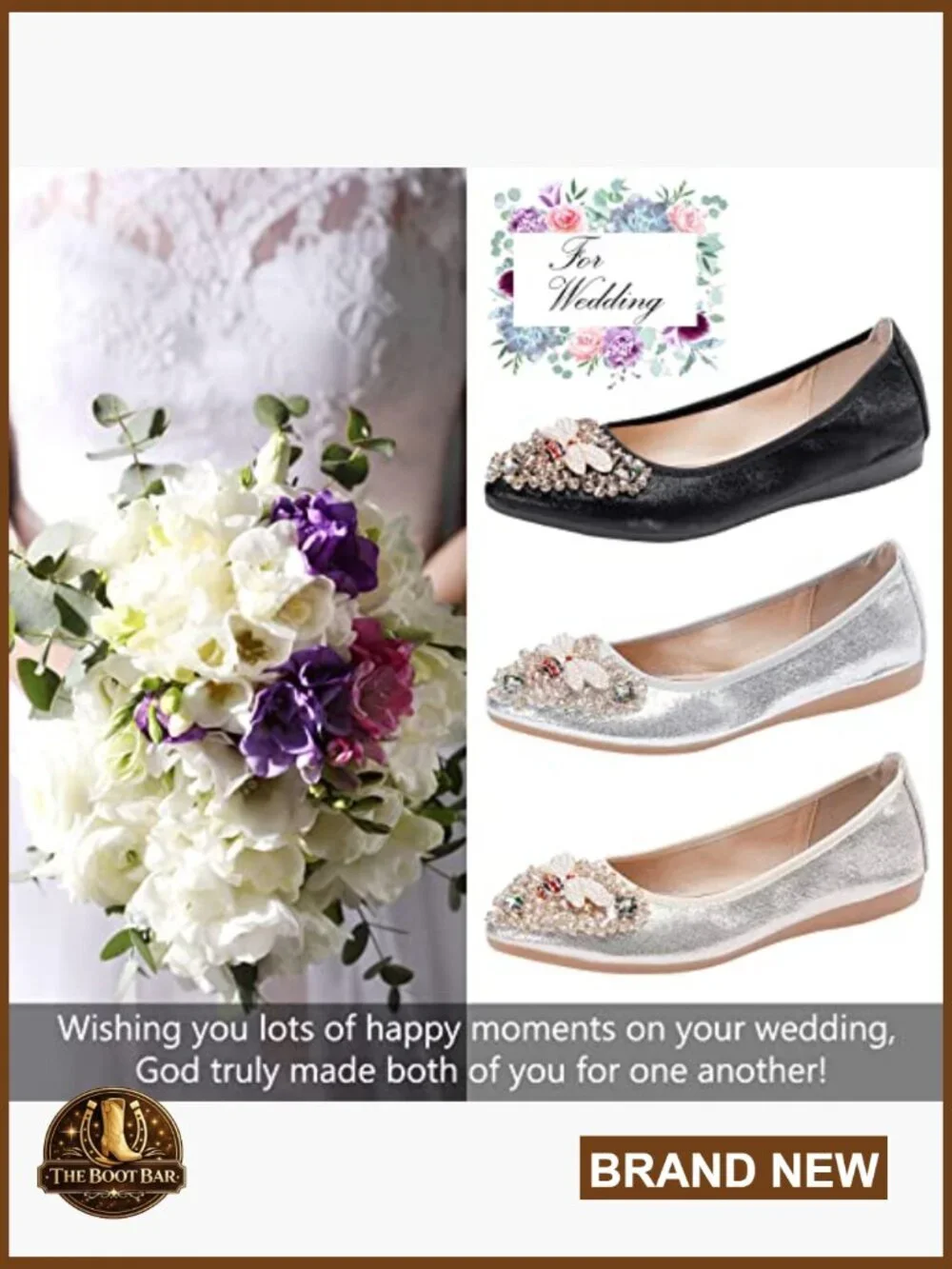 Rhinestone Ballet Flats Foldable Comfort Slip On Wedding Shoes Sparkly Pointed
